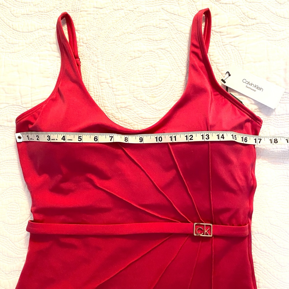 CALVIN KLIEN Belted Rosebud Shimmer Swimsuit - Picture 11 of 14